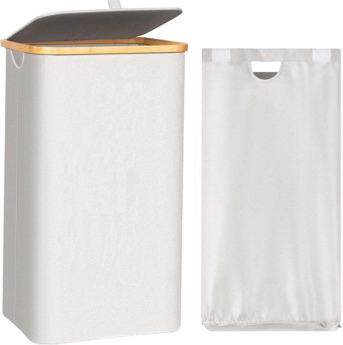 Goedkoopste Wasmand met deksel, 100 liter, wasmand kan worden opgevouwen, kan worden opgevouwen (beige