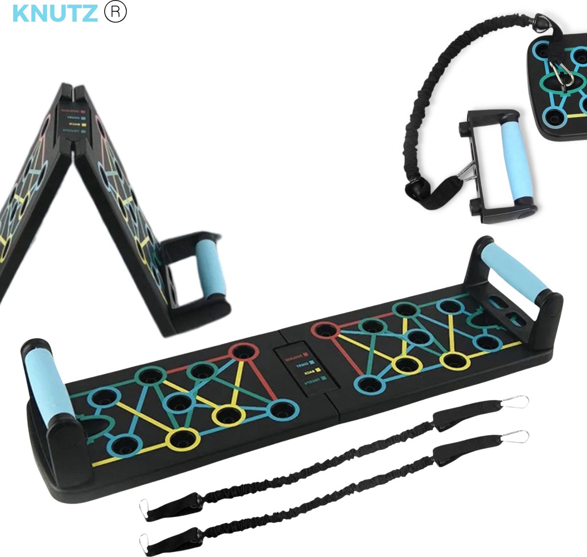 Knutz®- Push up bord - Push up grips - Push up bars - Push up Board- Home workout - Fitness set thuis -Fitness Plank- 12 in 1