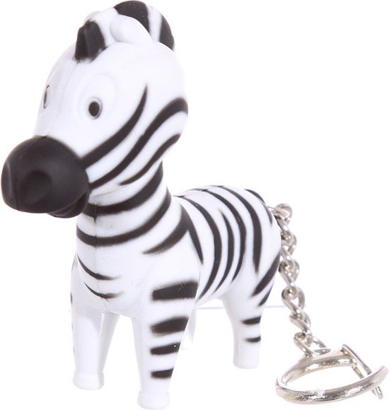 Sleutelhanger - Zebra - Zoo Keypers - LED Licht & Geluid - 5,5x3x5cm