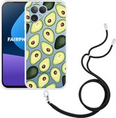 Cazy Hoesje met koord Zwart geschikt voor Fairphone 5 Avocado's