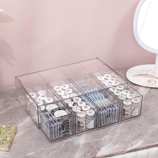 Organiseur De Bureau Avec 3 Tiroirs Et 4 Compartiments - Plastique Durable, Rangement Fournitures, Papeterie, Accessoires