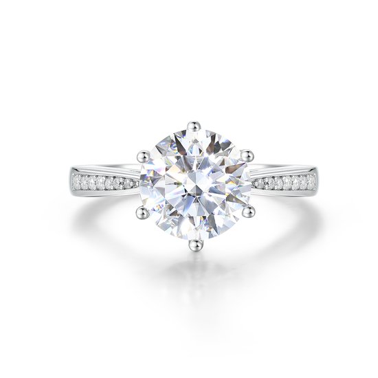 Sophia - Bague de fiançailles moissanite en argent avec pierres latérales pavées - 3 carats