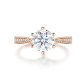 Sophia - 18k Roségouden Moissanite Verlovingsring met Pavé Zijstenen - 2 karaat