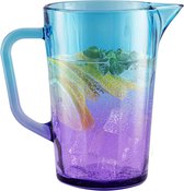 Gigi Dreamy Sunset Waterkaraf, glas, 1 liter, met handige handgreep, kleurrijke waterkan, 19 cm, glazen kan, blauw, paars, glazen karaf, glazen karaf, 1 liter, kleurrijk
