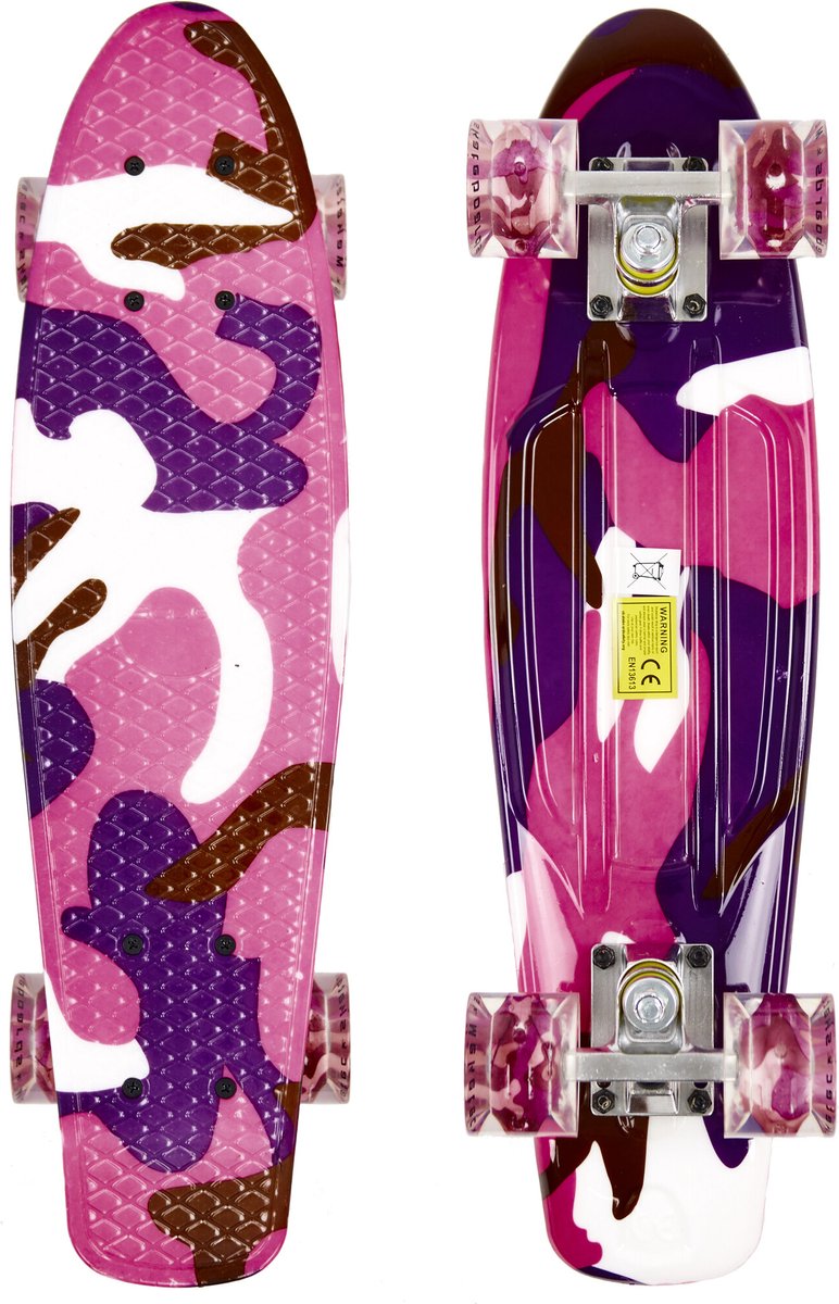 Sajan - Skateboard - LED - Penny board - Camouflage Paars - 22.5 inch - 56cm - Skateboard met Verlichting — afbeelding 3