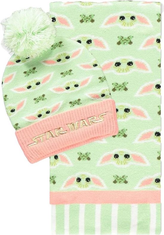 STAR WARS - Grogu Pink & Green - Set cadeau bonnet et écharpe