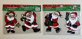 Kerst raamstickers set van 4 stuks - Kerstman + bel / ster / kerstboom (3) - 19 x 15 cm - Zelfklevende stickers - Herbruikbare PVC stickers - Kerstdecoratie - Raamdecoratie