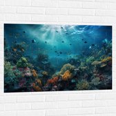 Muursticker - Oceaan - Zee - Dieren - Vissen - Koraal - Kleuren - 105x70 cm Foto op Muursticker