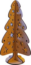 Kerstornament - boom met sterren - 3d - hout - 20 cm hoog