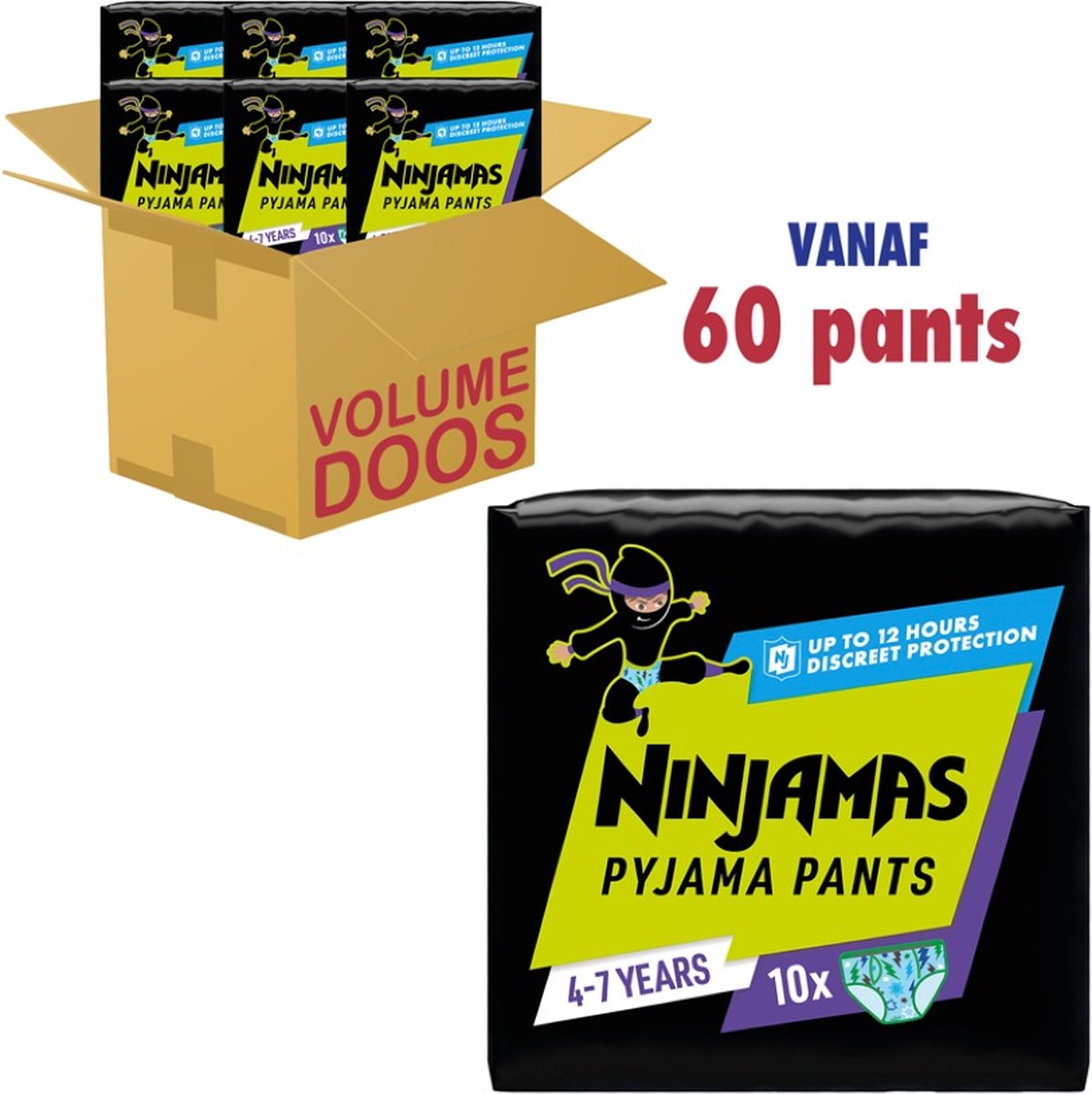 Pampers Ninjamas Pyjama Pants - Sous-vêtements De Nuit Pour Garçons 4-7 Ans (60 Pièces) - Protection Anti-fuites Discrète