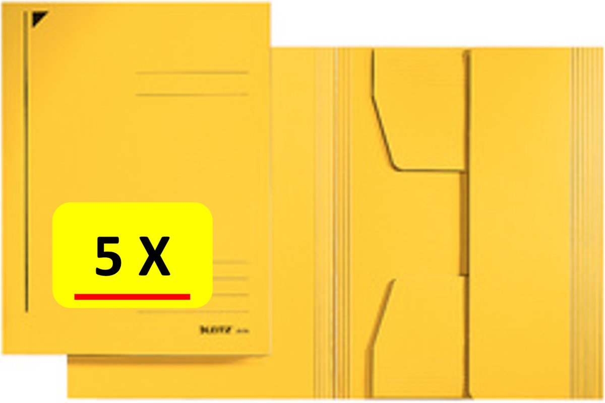 5 x Dossiermap - A4 - Leitz - Manilla karton - geel