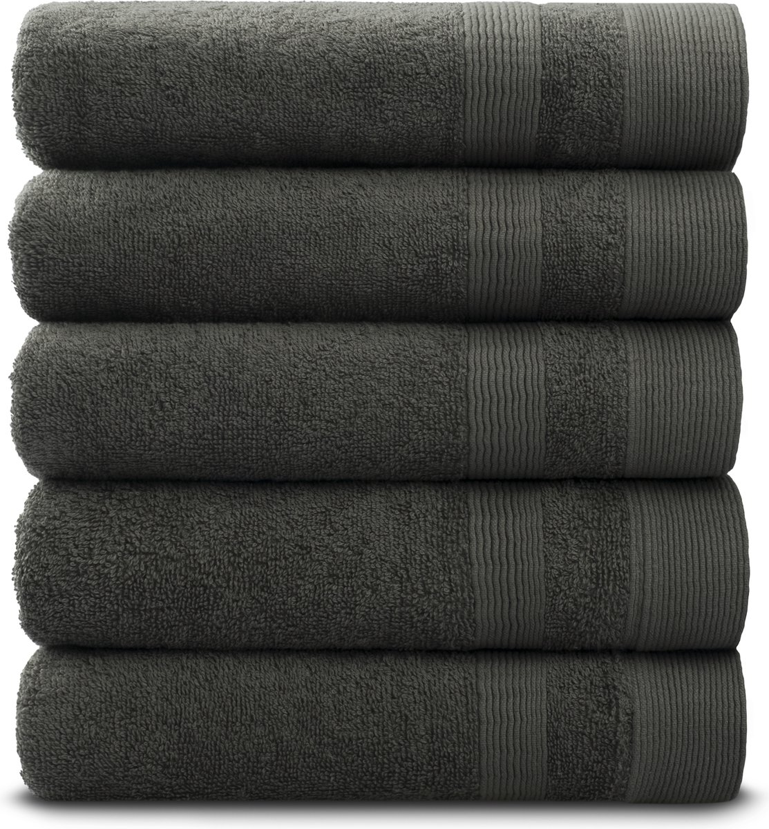 PandaHome - Handdoeken - 5 delig - 5 handdoeken 50x100 cm - 100% Katoen - Antraciet Handddoeken - Towels