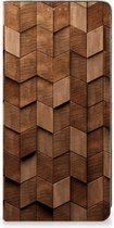 Book Wallet Case geschikt voor Samsung Galaxy A12 Wooden Cubes