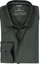 OLYMP 24/7 modern fit overhemd - herringbone - olijfgroen (contrast) - Strijkvriendelijk - Boordmaat: 43
