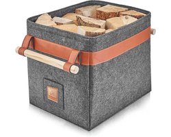EmberElegance® Houtmand Haardhout - Haardhout Mand - Houtmand voor binnen- Haardmand Vilt - Houtmand Open Haard - Haardhoutopslag - Brandhout mand - Grijs - XL