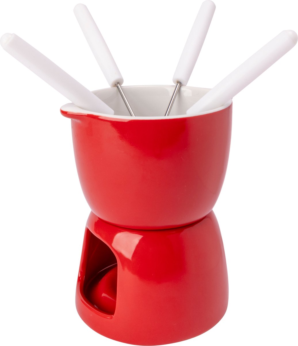 Bol.com Cosy&Trendy Chocolade Fondue - Porselein - Ø 11,5cm - Rood aanbieding