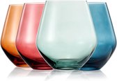 Gekleurde pastel wijnglazenset, grote glazen van 16 oz, unieke Italiaanse stijl, hoge stemloze glazen voor witte en rode wijn, Moederdagcadeau, gekleurde mok, prachtig glaswerk (stamloze stelen)