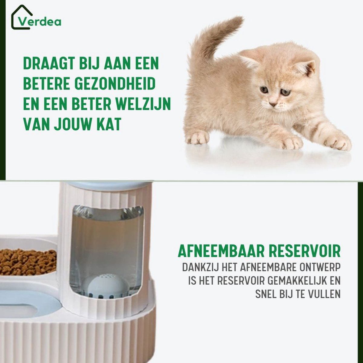 Afbeelding 3 van Verdea Automatische Voerbak Kat | 3L + 0,85L | Katten voerbak automatisch | Kattenvoerbakjes | Voerautomaat kat | Voerautomaten