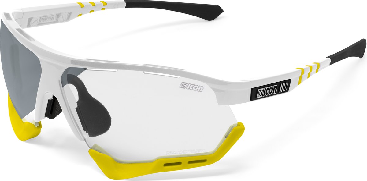Scicon - Fietsbril - Aerocomfort XL - Wit Gloss - Fotochrome Lens Zilver Spiegel