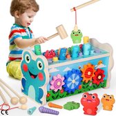 Montessori Houten Speelgoed Set - Xylofoon, Hamerspel, Steekspel, Magnetisch Visspel - Educatief Speelgoed voor Kinderen van 1-6 jaar - Perfect Cadeau voor Motorische Ontwikkeling