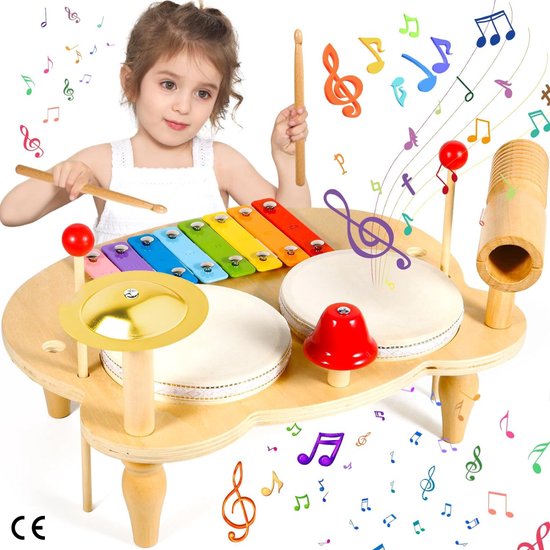 Tambour Jouet Bebe 1 an, Instrument de Musique Ensemble de Batterie pour  Enfants, Table Musicale en Bois Musique Jouets Jouets - Cdiscount Jeux -  Jouets