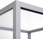 ABC Kantoormeubelen vitrinekast 184x40x40cm haaks aluminium profiel met glazen top en zijverlichting