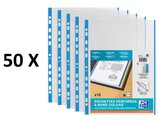 50 x pochettes de présentation Oxford - A4 - PP - 0,09 mm - bleu