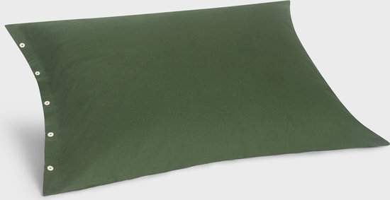 Taie d'oreiller Yumeko velours flanelle vert mousse 70x90 - Bio & écologique - 1 pièce