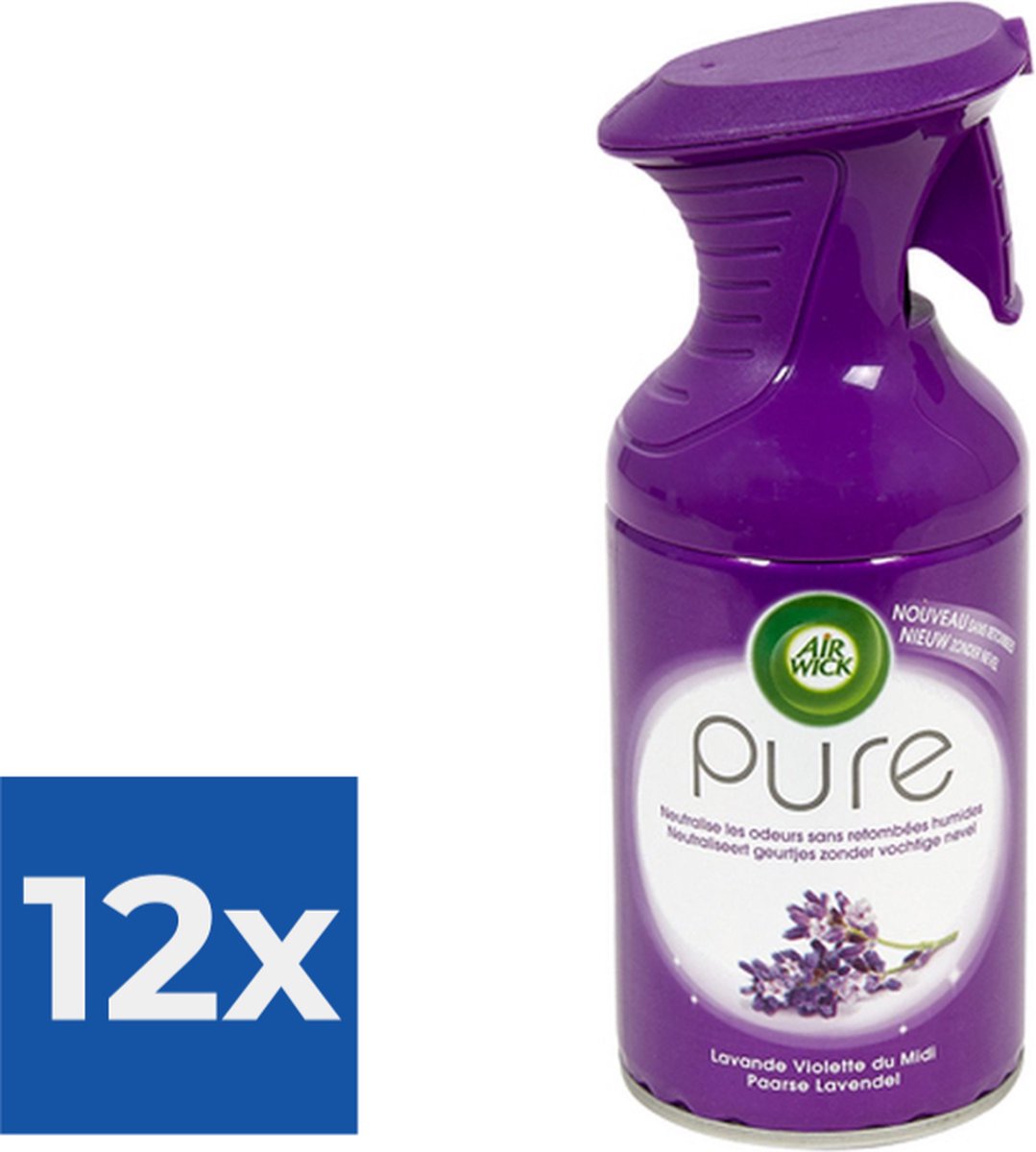 Air Wick - Luchtverfrisser - Spray - Paarse Lavendel - 250ml - Voordeelverpakking 12 stuks