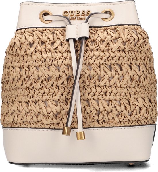 Guess Liguria Drawstring Bucket Schoudertassen Dames - Beige | bol