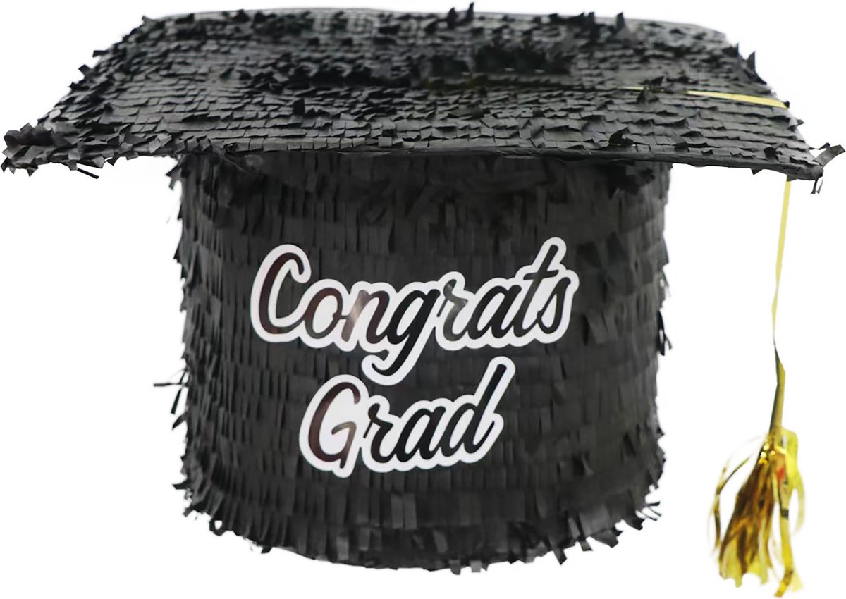Funny Fashion Pinata van papier - Geslaagd/graduation hoedje thema - 28 x 29 x 15 cm - Diploma