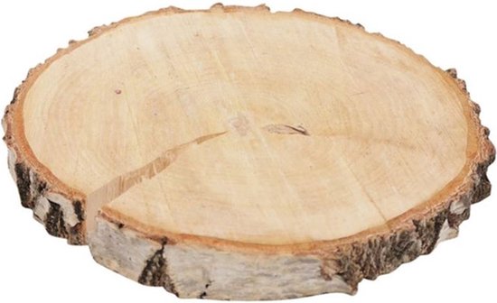 HBX Natural Living Décoration disques d'arbre avec écorce - 2x - bois - D24,5 cm - rond