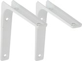 AMIG Plankdrager/planksteun van metaal - 2x - gelakt wit - H125 x B125 mm - boekenplank steunen