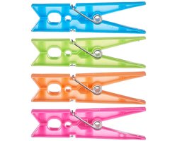 Wasknijpers - 96x stuks - kleurenmix fel - kunststof - groot formaat van 8 cm