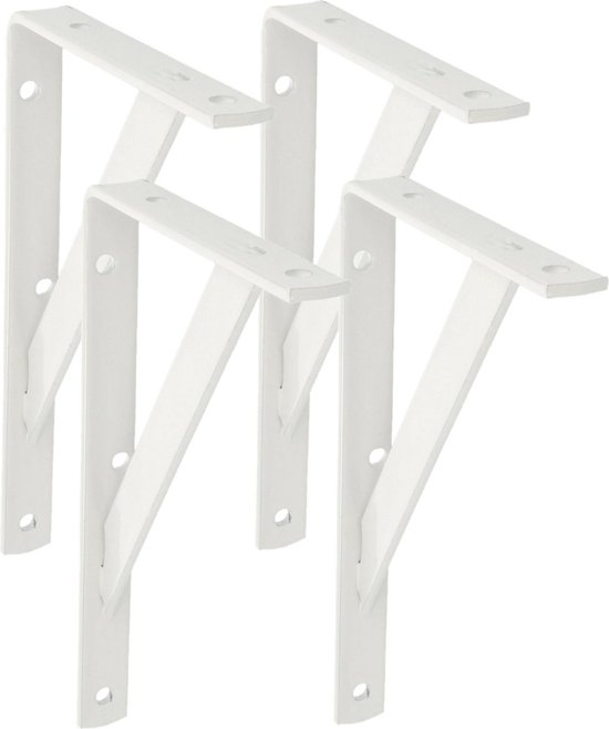 Amig - Wandplankbeugel - Stalen beugel - 600x375 mm - Wit - Draagvermogen tot 150 kg - Hoekplank - Planksteun - Eenvoudig te installeren