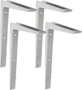 AMIG Plankdrager/planksteun - 4x - aluminium - gelakt zilvergrijs - H250 x B200 mm - boekenplank steunen