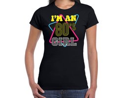 Bellatio Decorations Disco verkleed t-shirt dames - jaren 80/80s girl - zwart - carnaval/foute party M
