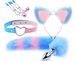 roleplay fox - tepelklemmen - oortjess - chocker - butt plug staart - sexy