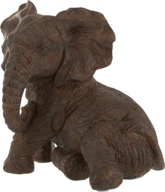 J-Line décoration éléphant - polyrésine - brun