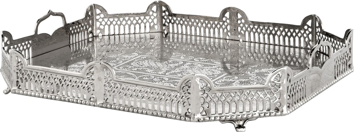 dienblad serveertray nikkel finish - Tray Boxgrove 52 x 42 cm.