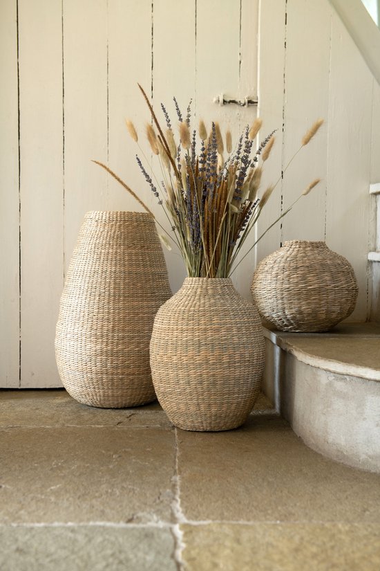 J-Line Vase Long Decoratif Zostere/Bambou Naturel