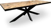 Combi Meubles - Table à manger - 180cm x 90cm - Bois de manguier - Chevrons - Rectangulaire - Naturel - Pied croisé