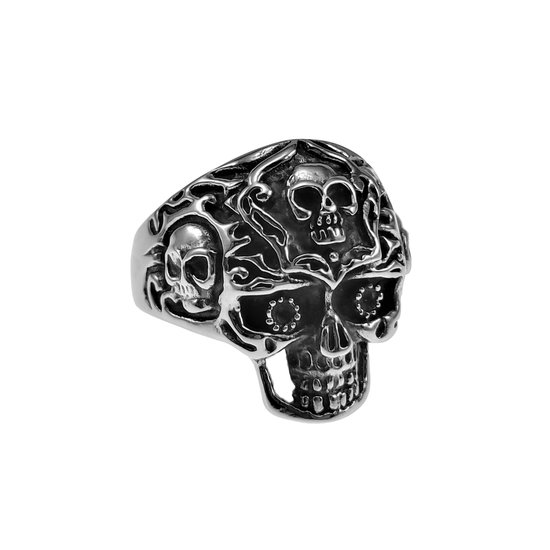 Gothic Ring Met Schedel En Slangenmotief Zwart