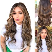 Braziliaanse Remy pruik 22 inch - Highlight - 100 % body wave human hair 4x4 lace closure wig