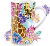 18 oz Keramische Koffiemok Drinkbeker Gepersonaliseerde Giraffe Bloemen Koffiemokken met Handvat Beste Vriend