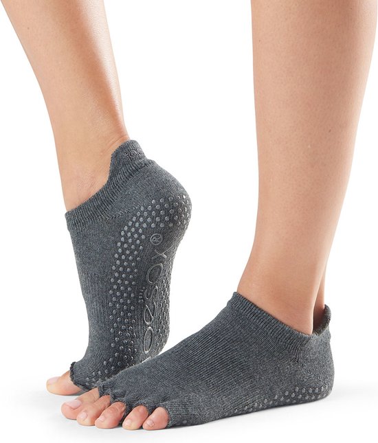 ToeSox Low Rise - Antislip Sokken - Open Tenen - Charcoal – Grijs