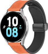 MNCdigi - Leather Silicone hybride band - 20 MM - Oranje - Smartwatchband voor Samsung Galaxy Watch 42mm/Active/Active2 - 40 & 44 mm/Galaxy Watch 3 41mm/Galaxy Watch 4/4 Classic/Galaxy Watch 5/5 Pro/Galaxy Watch 6/6 Classic/Gear Sport