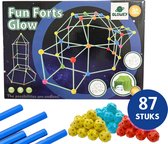 Glowey® - Fun Forts Glow – Speelgoed - Bouwen – Kinderspeelgoed – Hut - Speelgoed Fort – Fort – Bouwset - Extra groot - 87 onderdelen