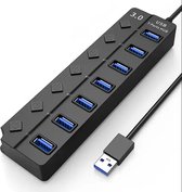 USB Hub 3.0 – 7 Poorten - Splitter – USB C Hub / Adapter - Universeel - Aan Uit Schakelaar - Zwart