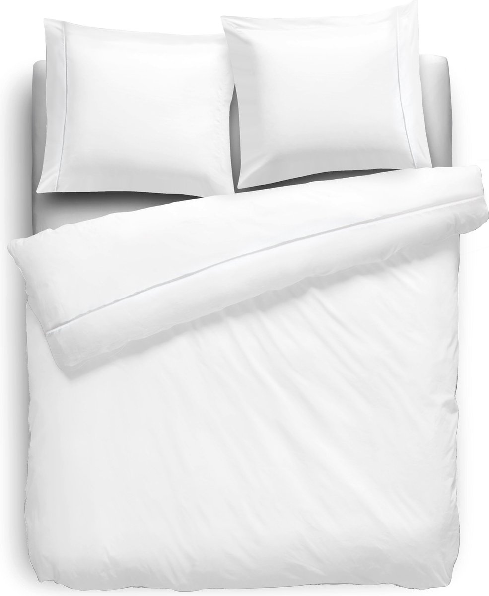 Eleganzzz Dekbedovertrek Percal Katoen Uni - Met Bies - Wit - Dekbedovertrek 200x200/220cm - Dekbedovertrekken - Tweepersoons